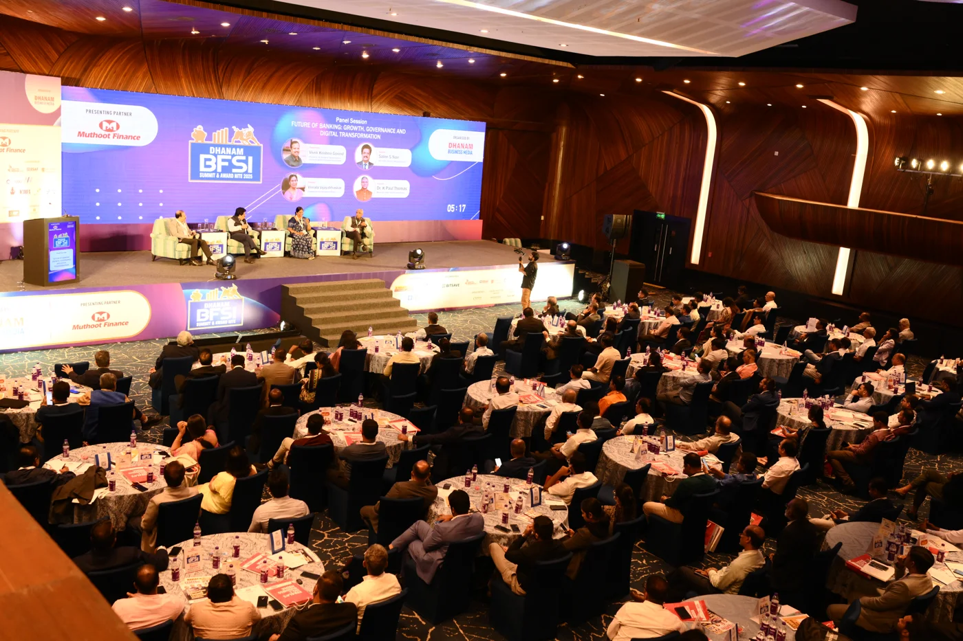 The Dhanam BFSI Summit stage and audience at a previous edition